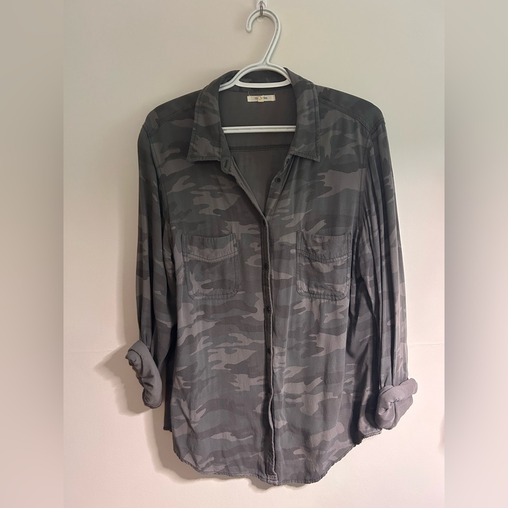 Gray camo button down